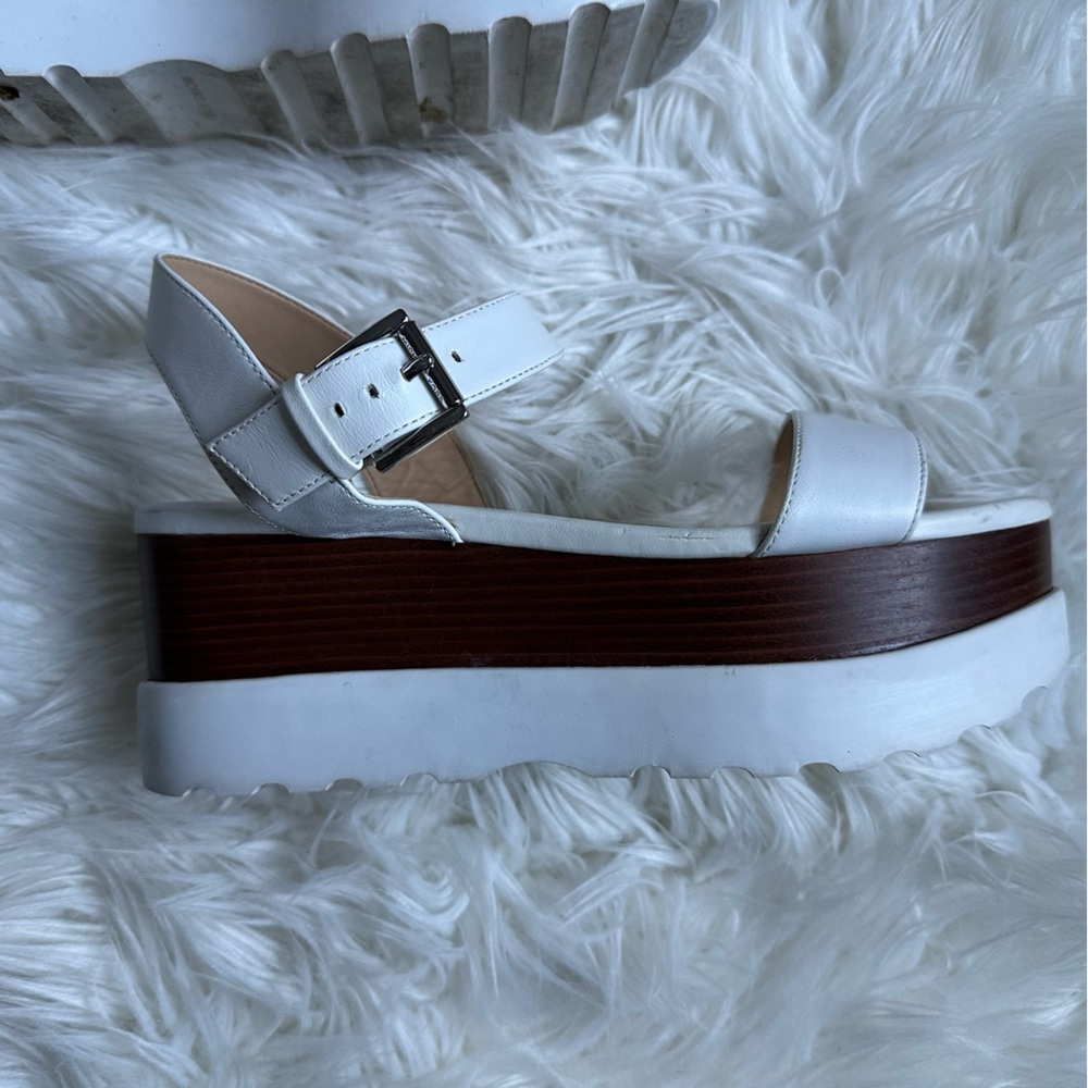 Michael Kors Marlon Platform Leather Optic White Women Sandals Size 7 - Picture 4 of 10